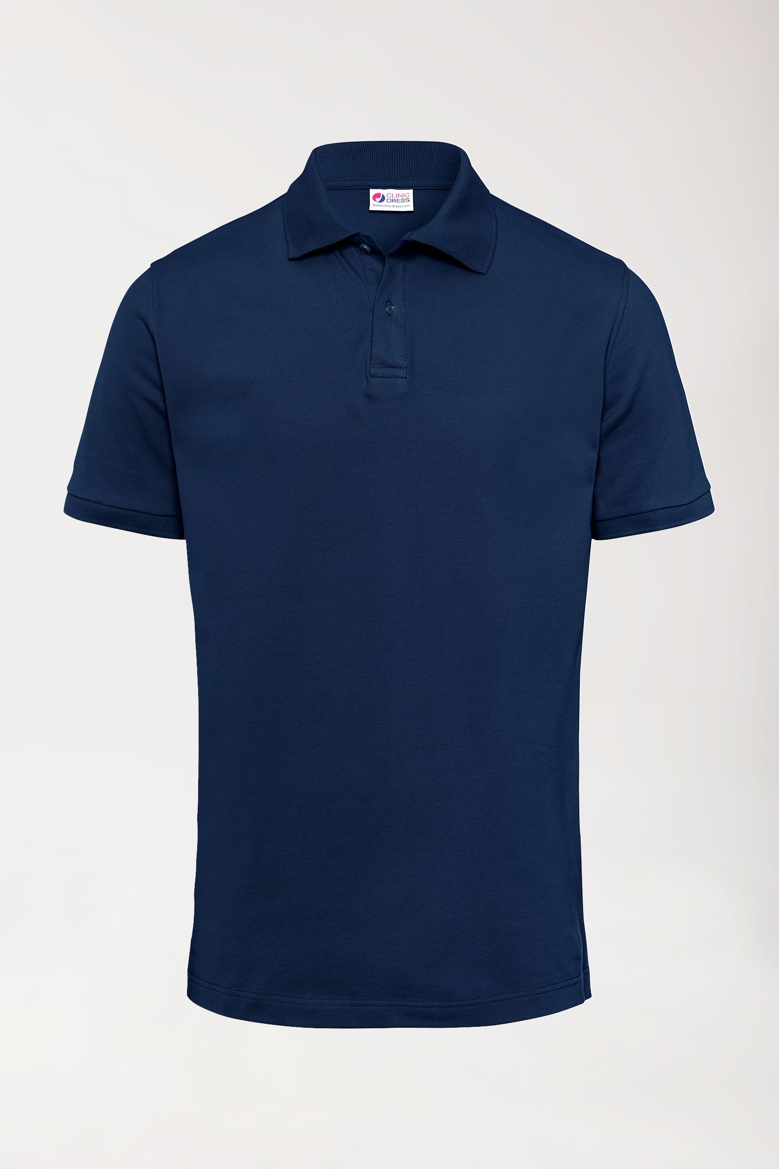 Stretch shirt heren - polokraag navy, Voorzijde view 