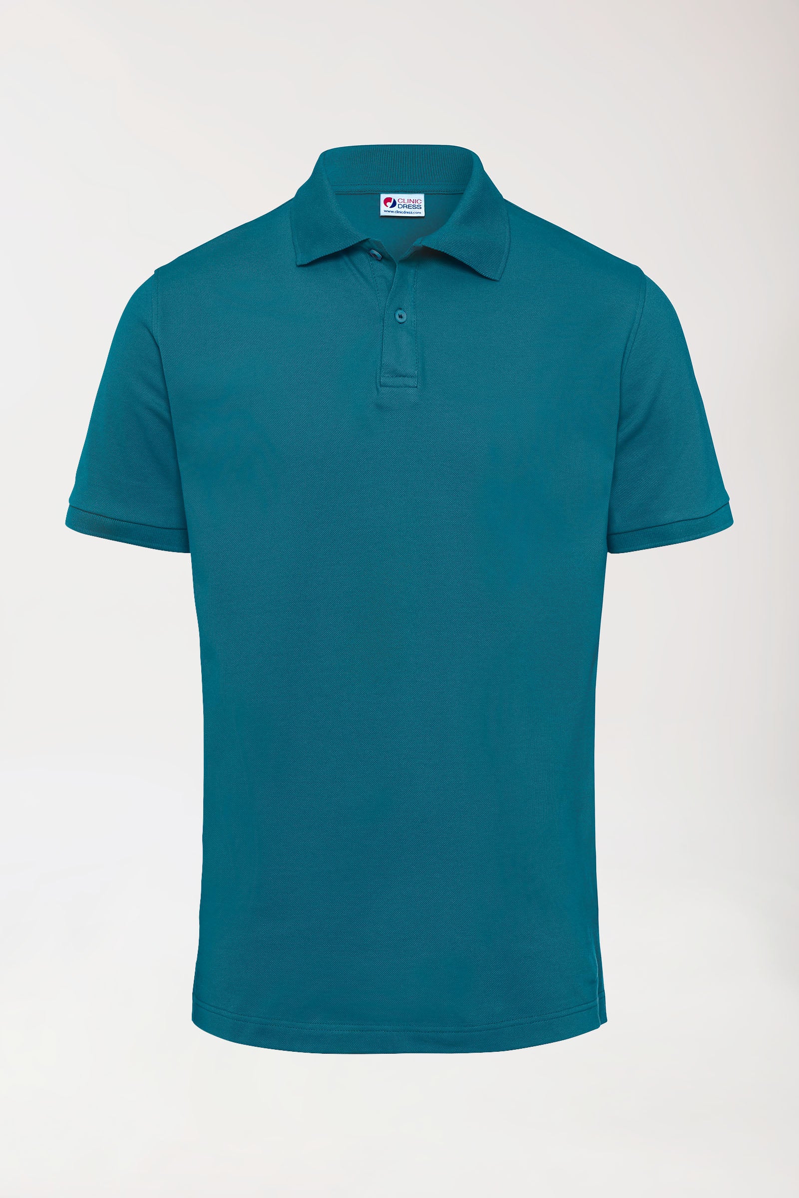 Stretch shirt heren - polokraag petrol, Voorzijde view 