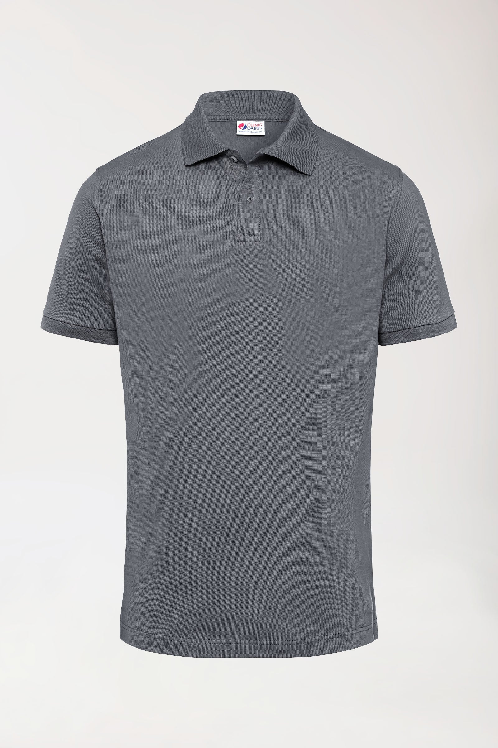 Stretch shirt heren - polokraag steengrijs, Voorzijde view 