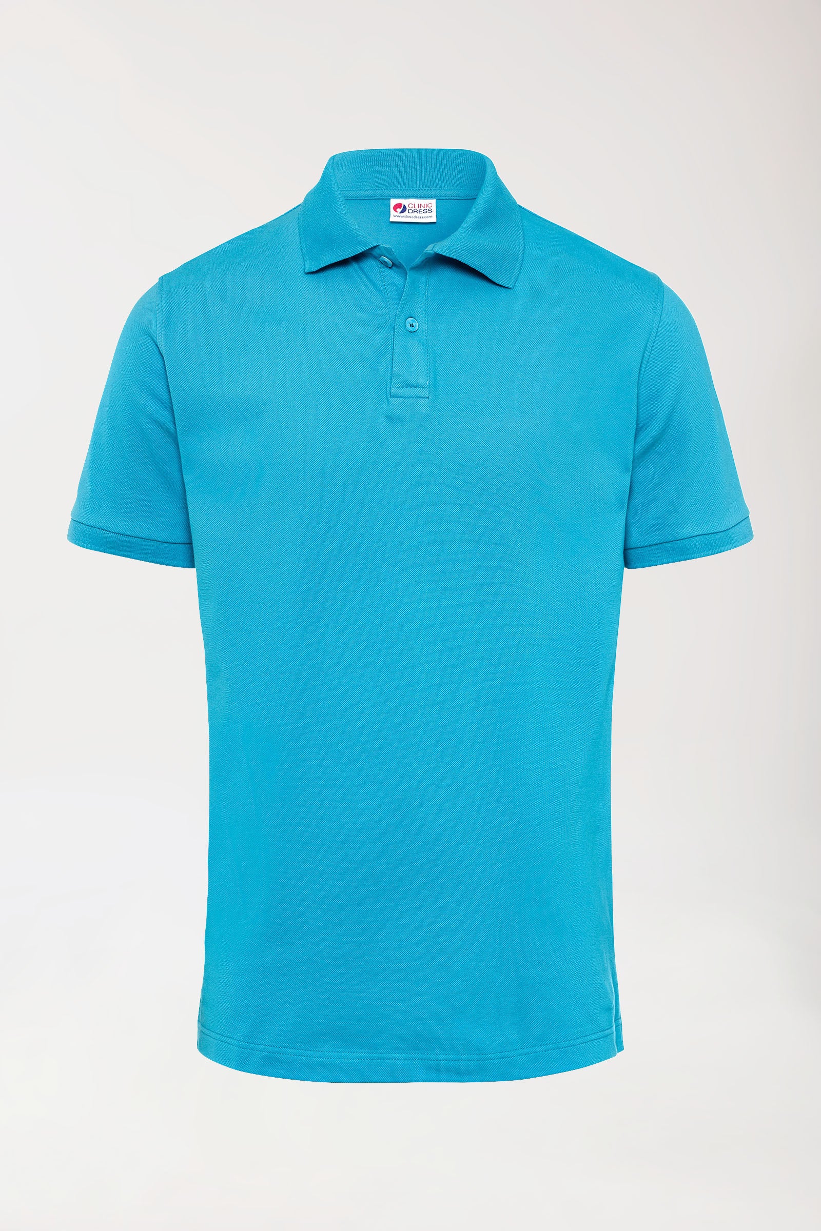 Stretch shirt heren - polokraag turquoise, Voorzijde view 