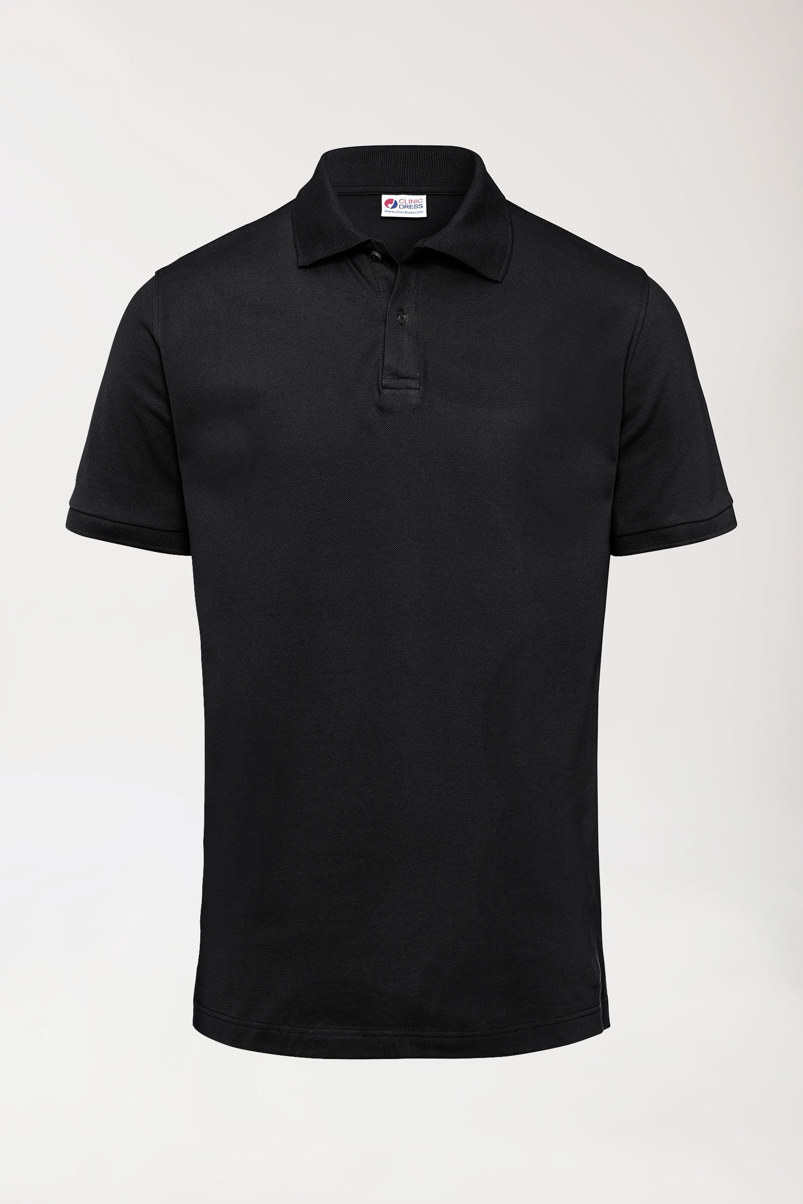 Stretch shirt heren - polokraag zwart, Voorzijde view 