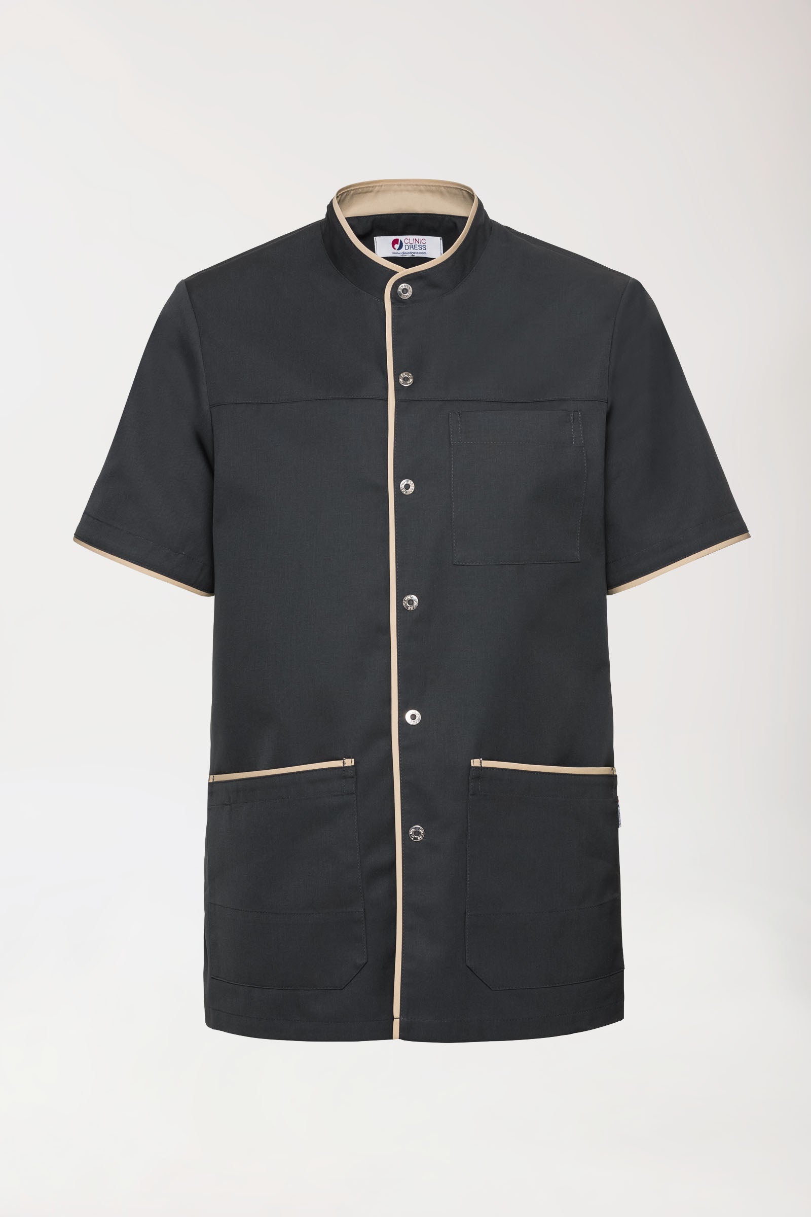 Beauty tuniek heren - met knoopsluiting antraciet/bisquit, Voorzijde view 