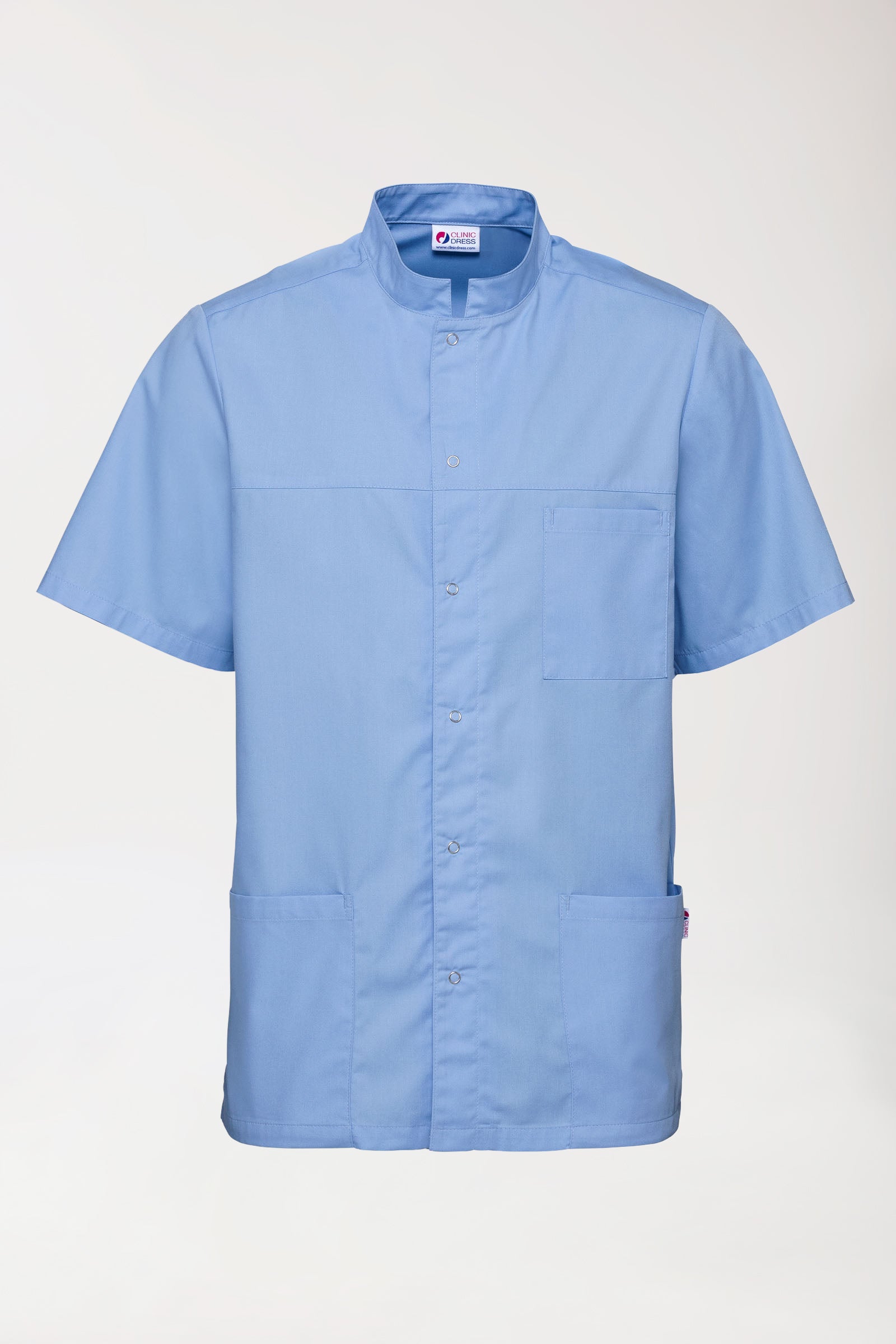 Stretch heren tuniek - met knoopsluiting hemelsblauw, Voorzijde view 
