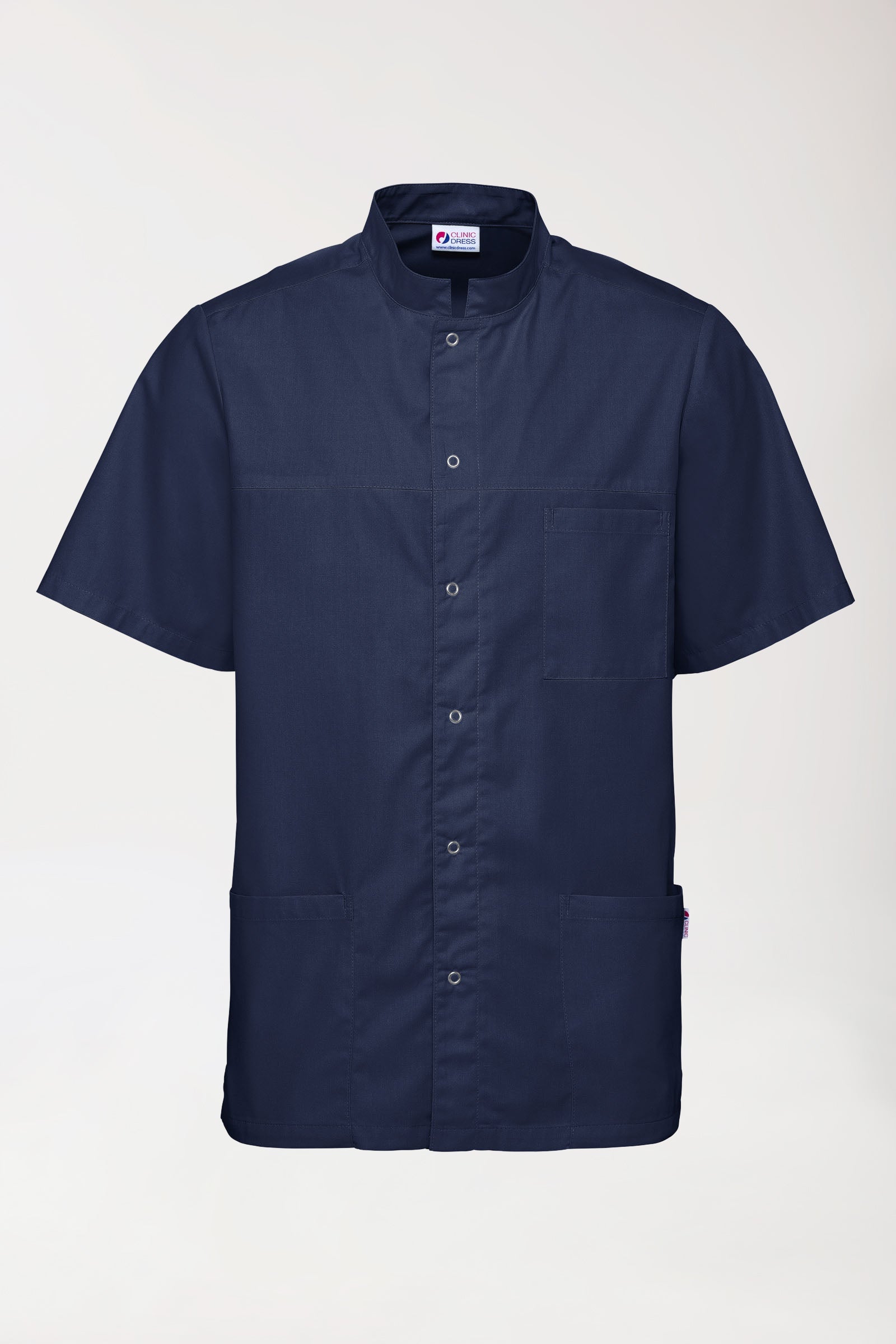 Stretch heren tuniek - met knoopsluiting navy, Voorzijde view 
