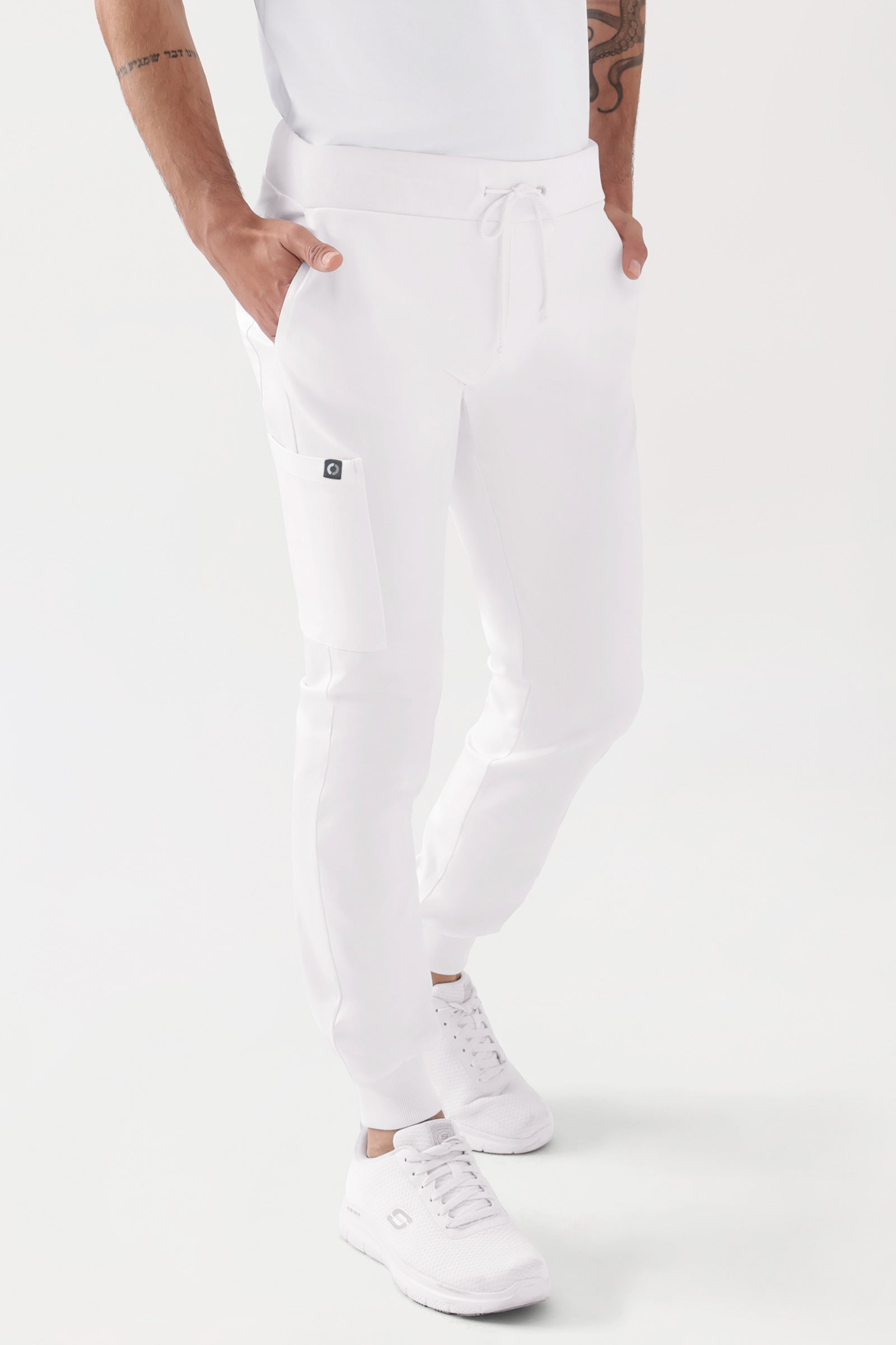 COMFY FLEX broek heren - jogpants wit, Voorzijde view 