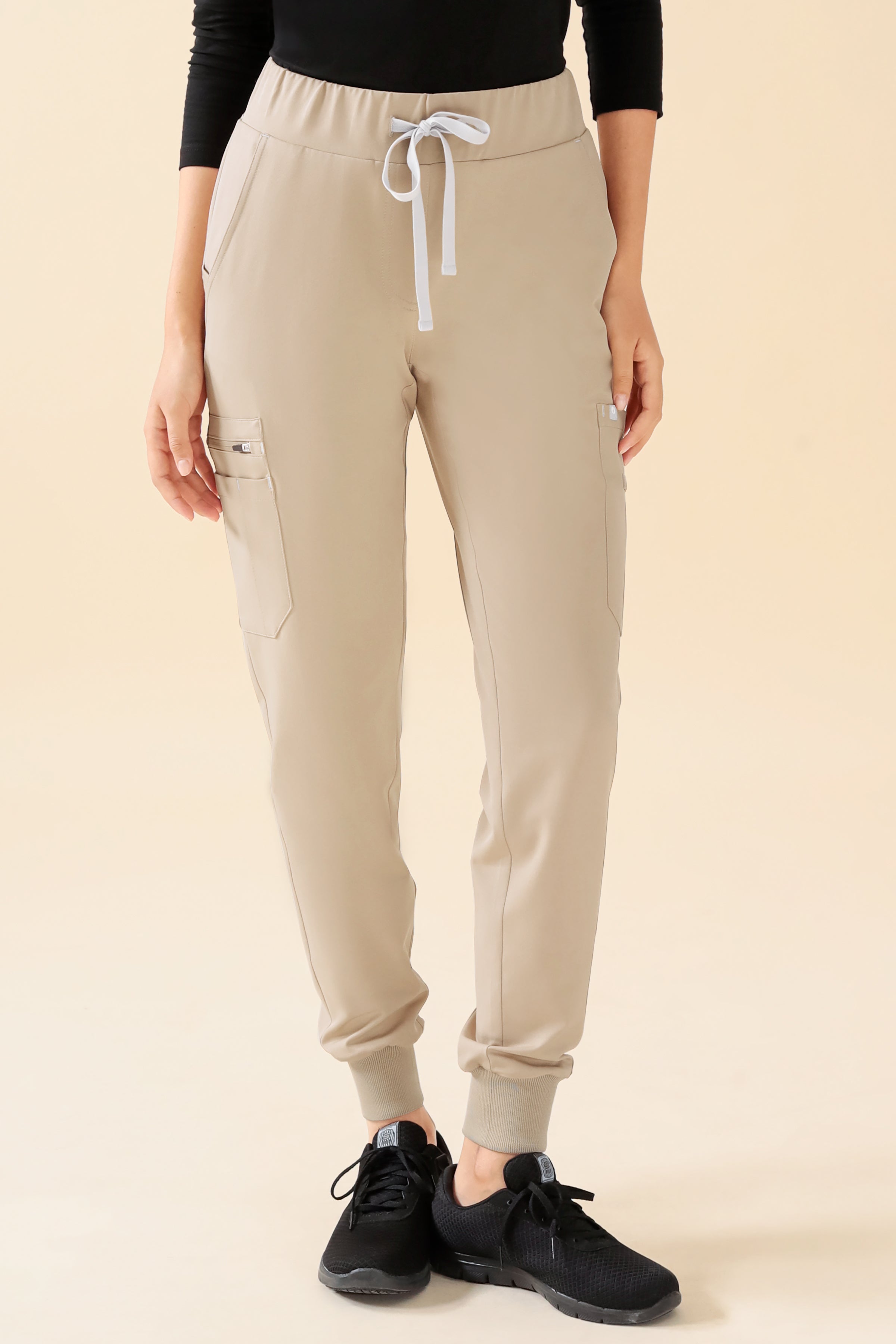 KAERE broek dames - zoom met elastische boord en beenzak zand
