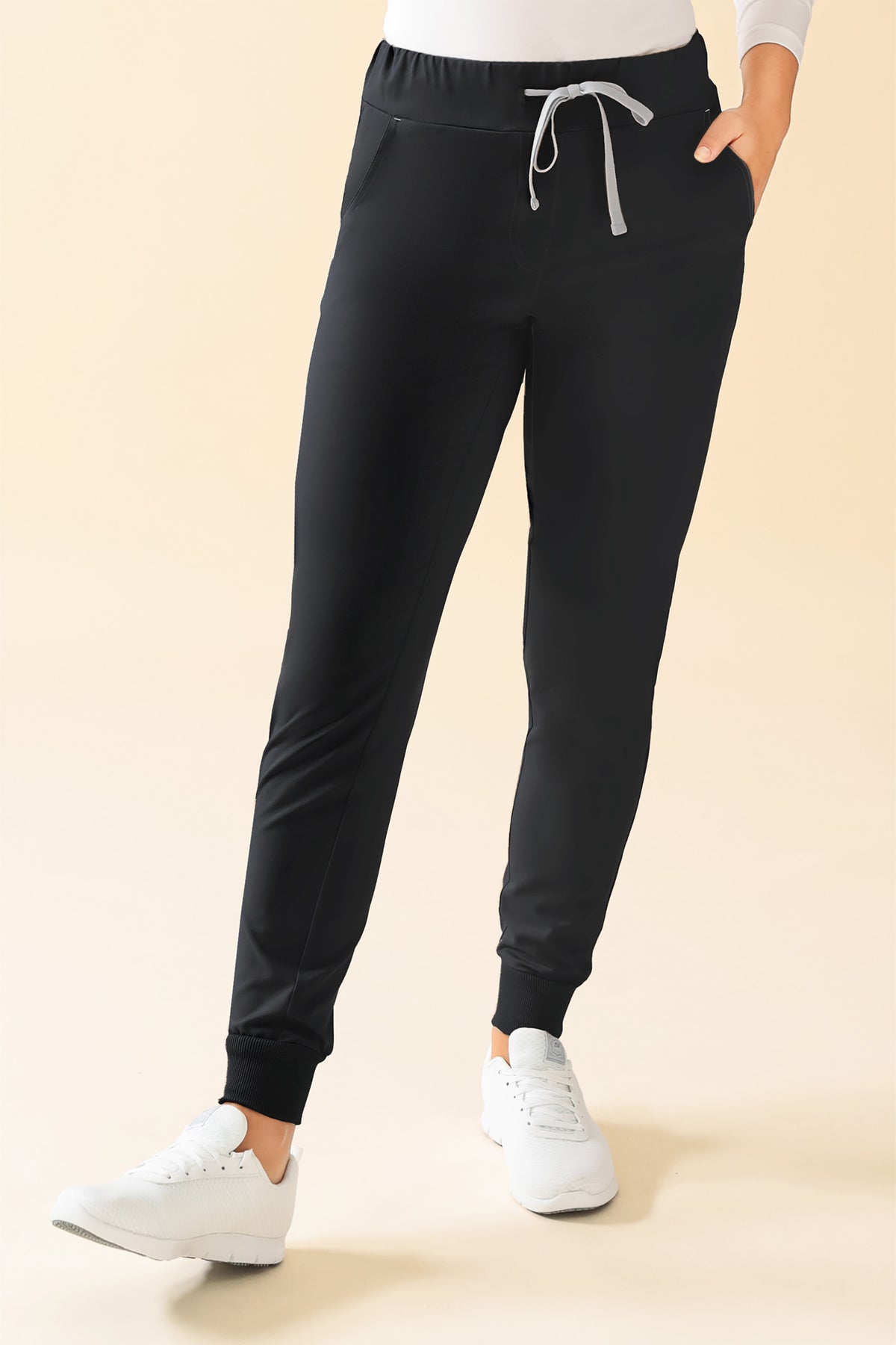 KAERE broek dames - zoom met elastische boord zonder beenzak zwart, Voorzijde view 
