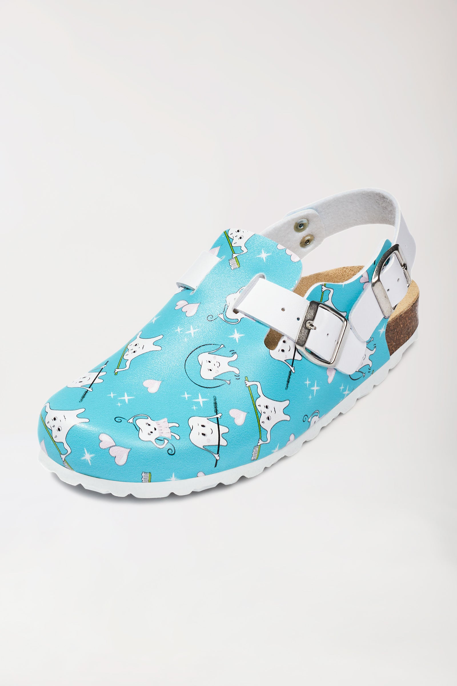 Dames muil turquoise/wit
