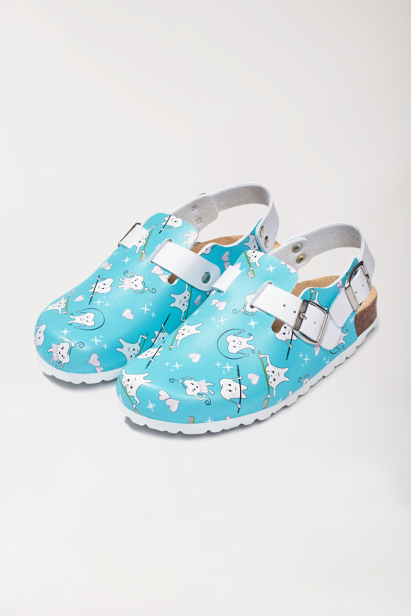 Dames muil turquoise/wit