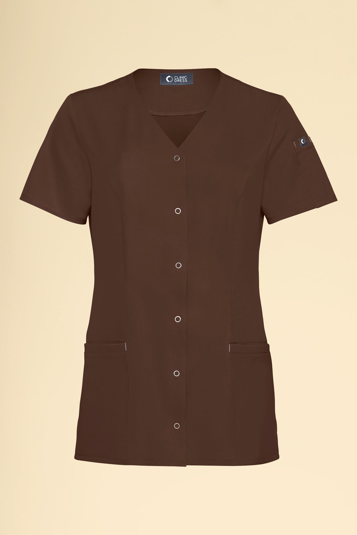 KAERE tuniek dames - drukknoopsluiting coffee, Voorzijde view 