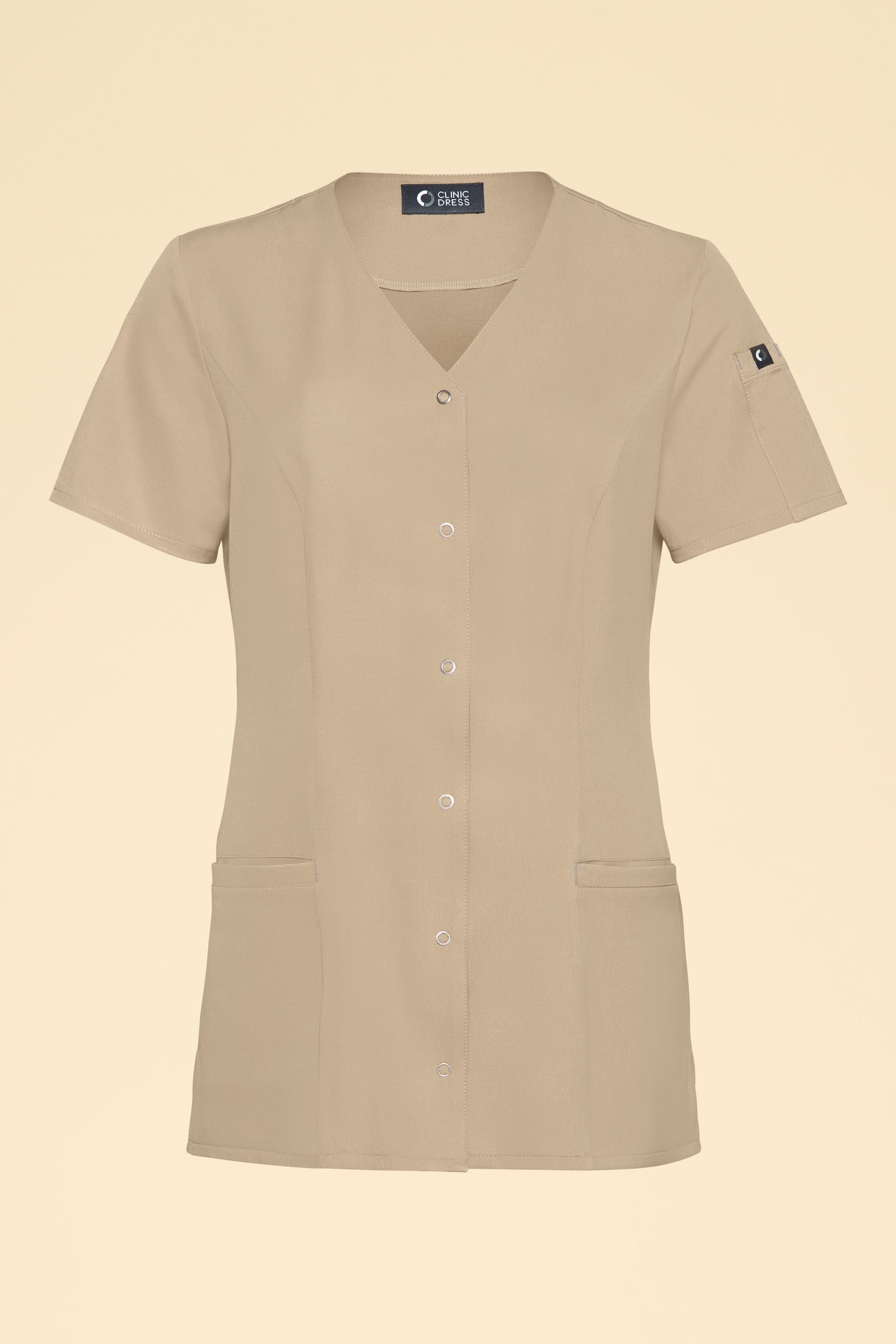 KAERE tuniek dames - drukknoopsluiting zand, Voorzijde view 