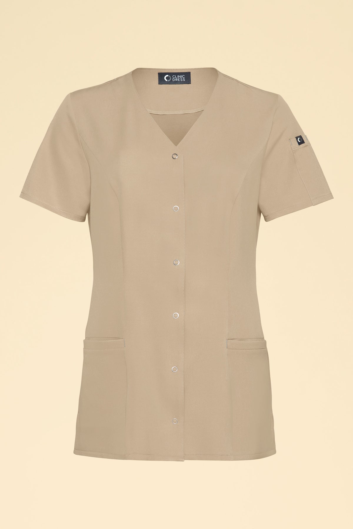 KAERE tuniek dames - drukknoopsluiting zand, Voorzijde view 