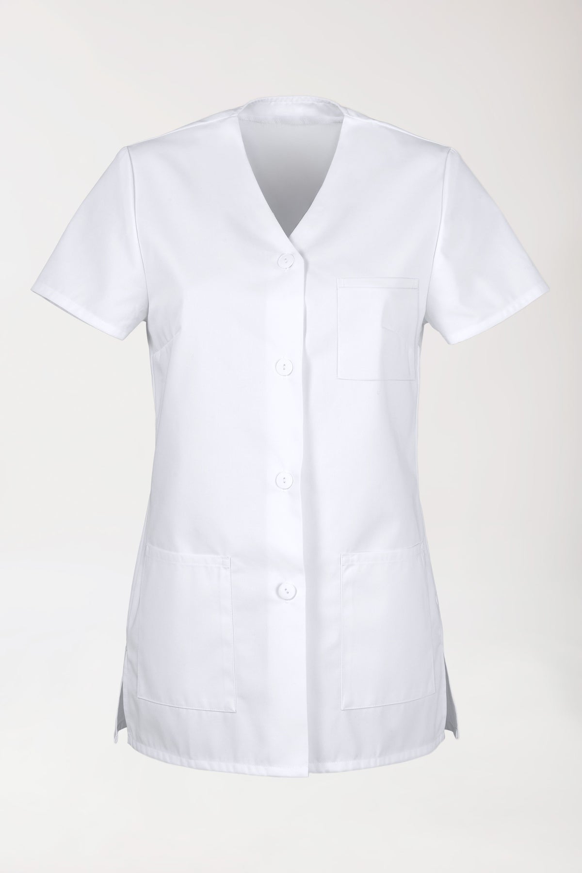 Beauty tuniek dames - met knoopsluiting wit, Voorzijde view 