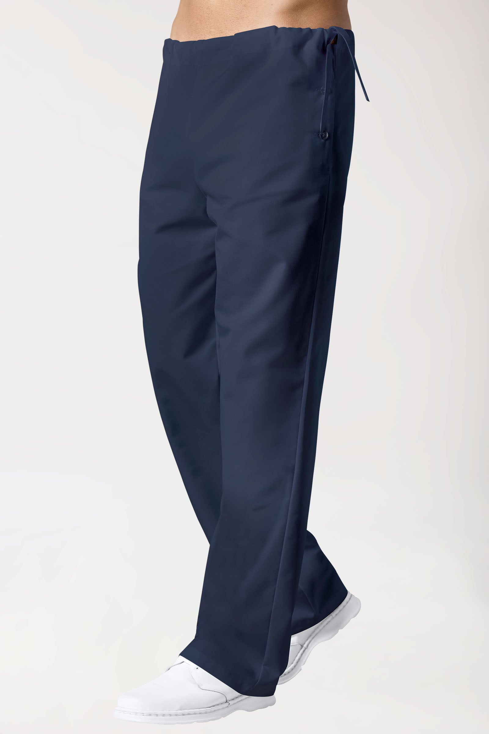 Katoenen broek unisex - knoopsluiting opzij navy