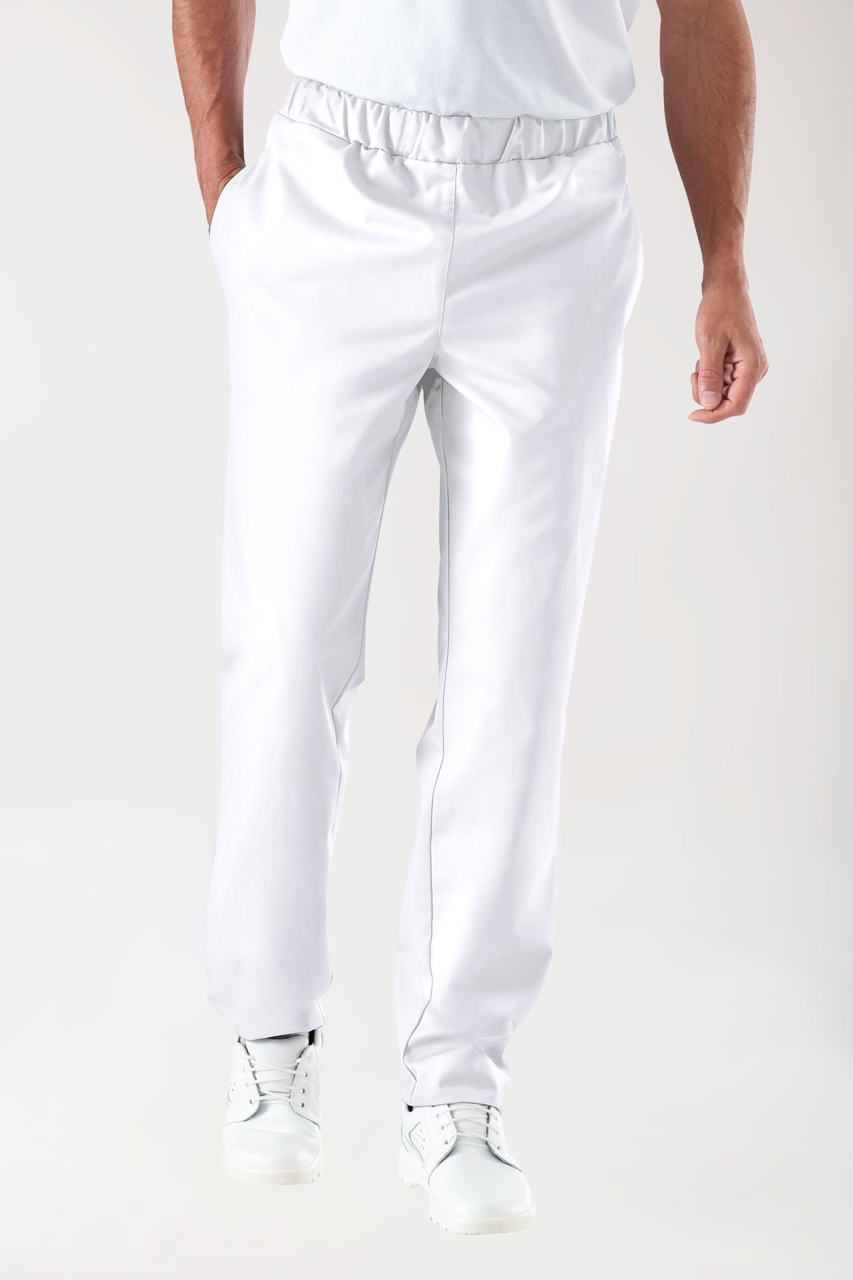 JUST STRONG broek uniseks - elastische boord wit