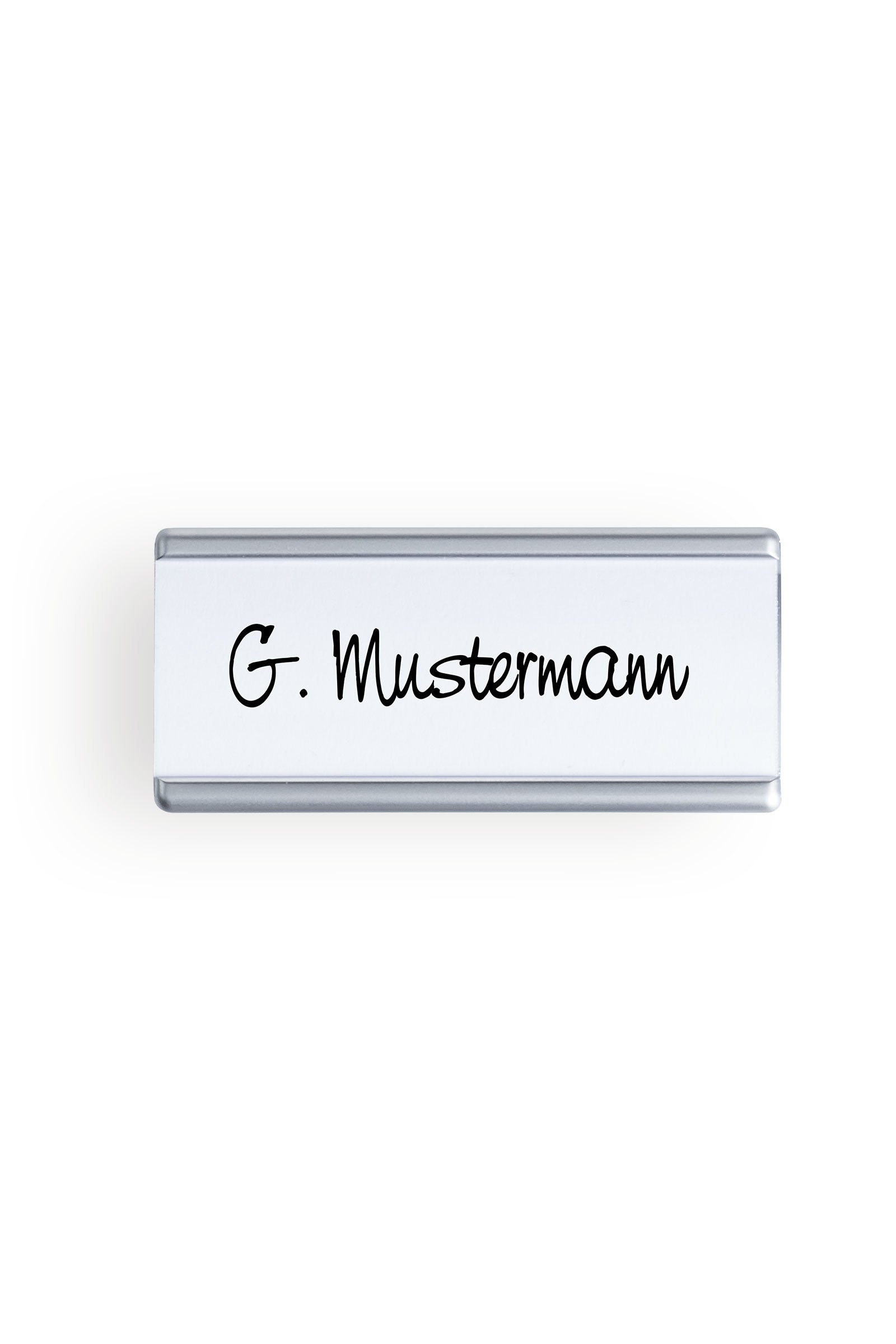 magnetische naamplaatjes zilver metallic 7x3 cm