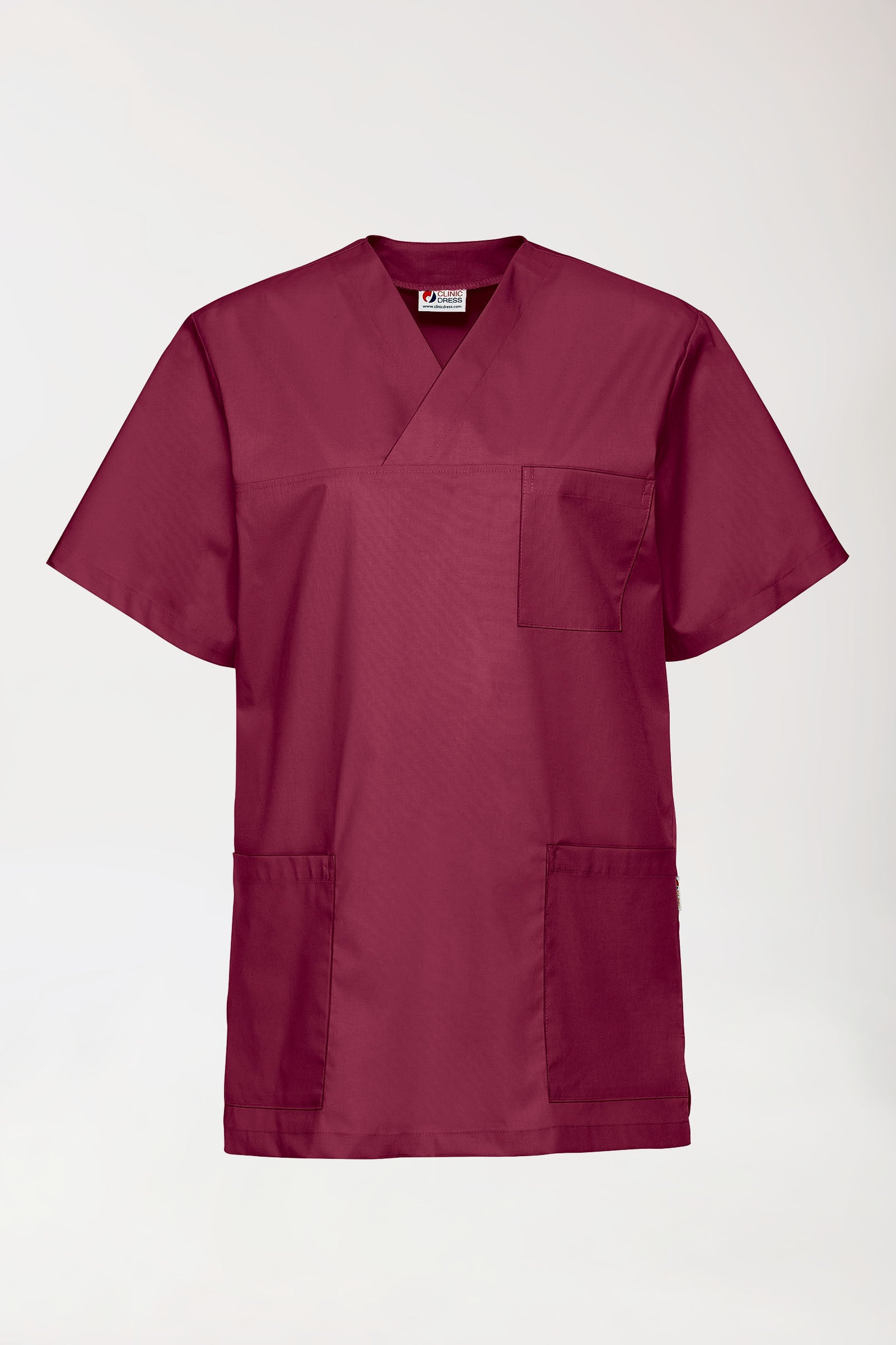 Stretch oversteektuniek unisex - V-hals bordeaux