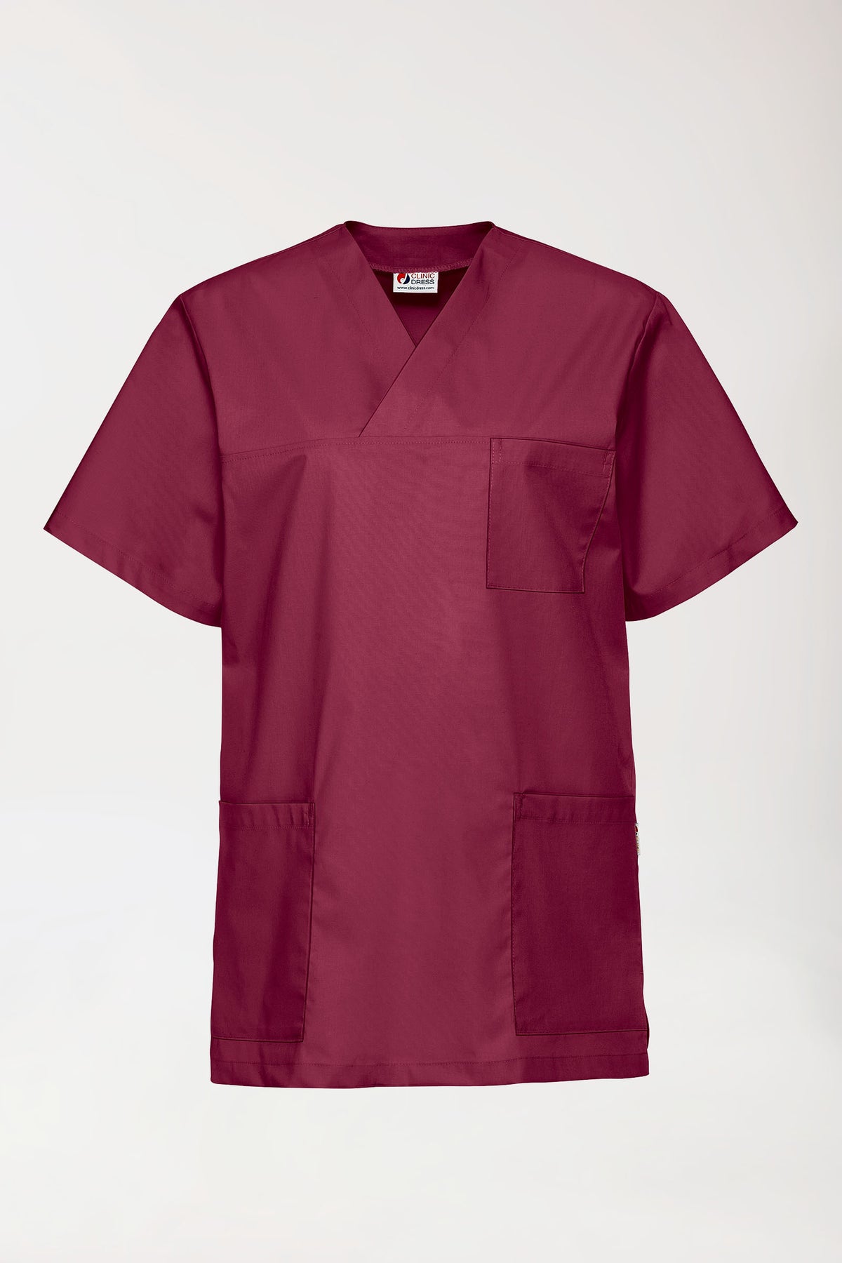 Stretch oversteektuniek unisex - V-hals bordeaux, Voorzijde view 