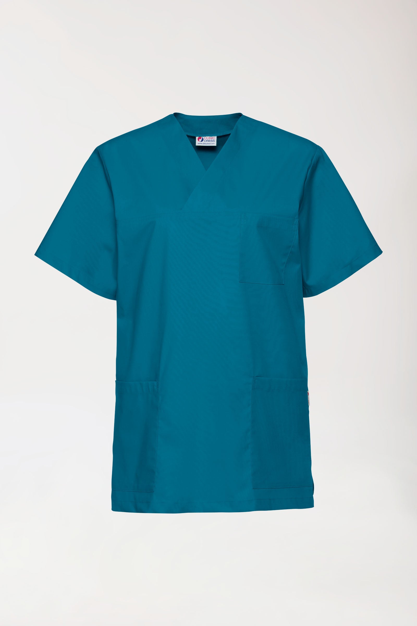 Stretch oversteektuniek unisex - V-hals petrol